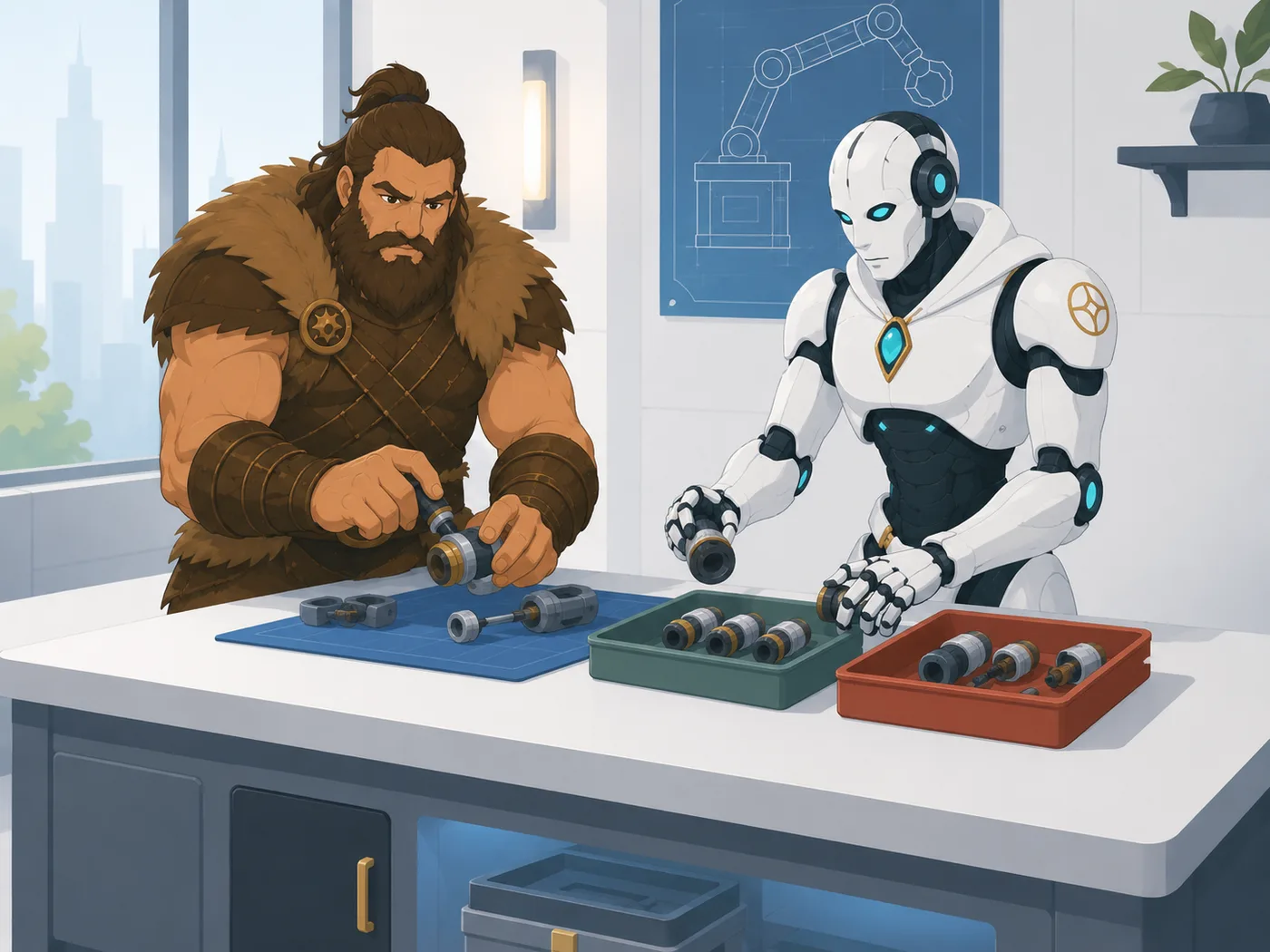 Illustration OGHMA Learning : le robot mesure les résultats du barbare sur une même tâche ludique répétée et classe les essais réussis et à reprendre de façon directement comparable.