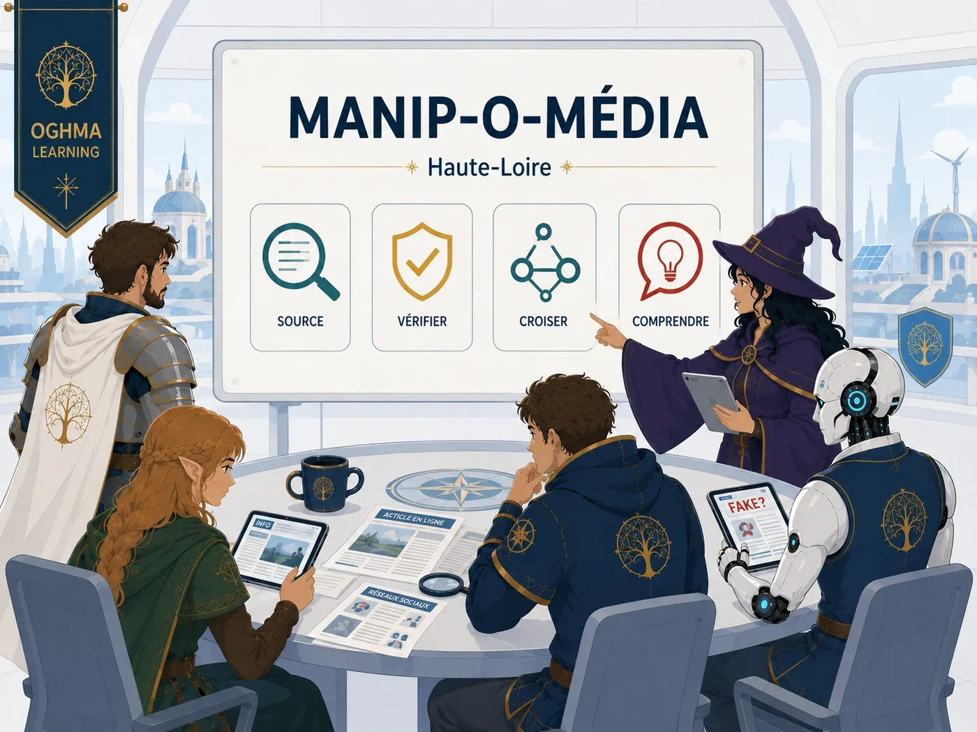 Atelier Manip-o-média consacré à l’analyse des sources, à la vérification et au croisement des informations.